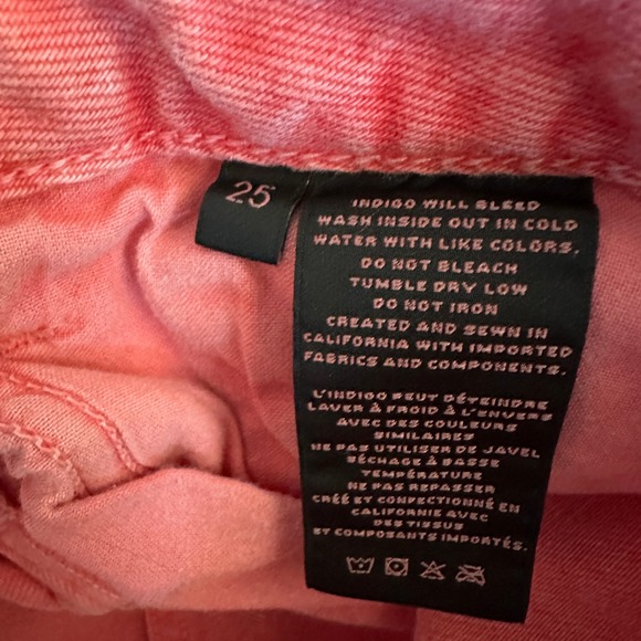 J Brand Distressed Faded Red Raw Hem Denim Cut Off Shorts Size 25 - Picture 4 of 4